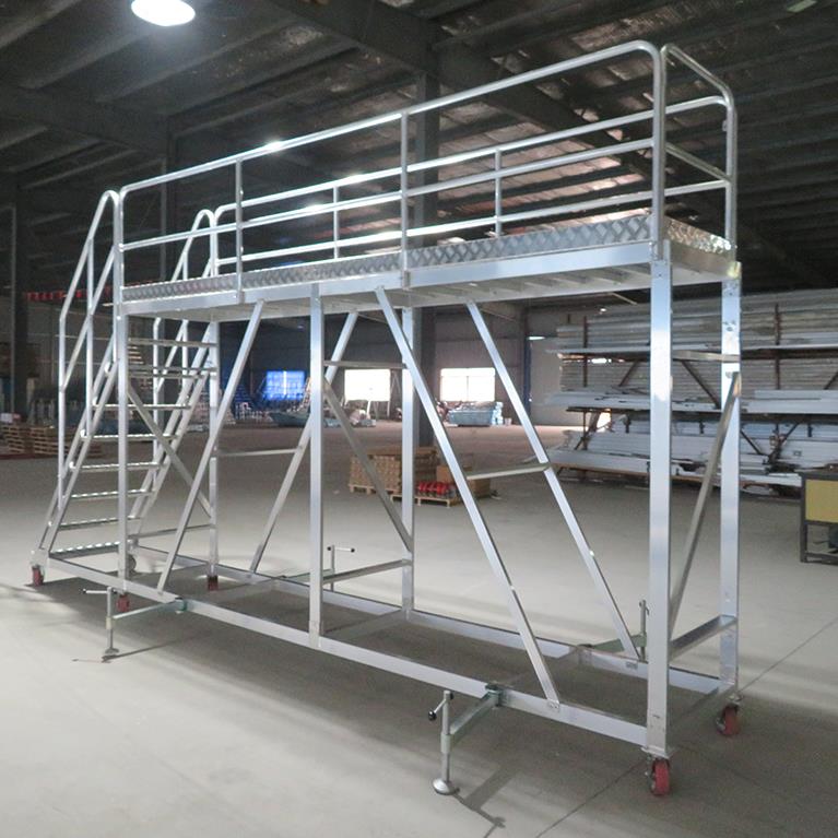 移动铝合金仓储登高平台梯